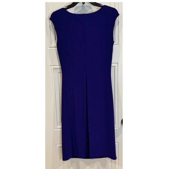Lauren Ralph Lauren Purple Sleeveless Sheath Dress 6 EUC Cowl Neck Ruching - Picture 2 of 9